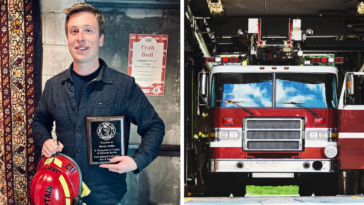 Marcus Jardim, celebrated before heading to Prince Rupert to continue firefighting.