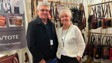 Garry McQuillan and Wendy Campbell of Re/TOTE, at the Circle Craft Christmas Market in Vancouver in November.