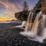 The stunning Sandcut Beach Falls on the west coast of Vancouver Island near Sooke, B.C. One of the many beautiful beaches adorning Vancouver Island's 3400 km of coastline. davemantel | iStock