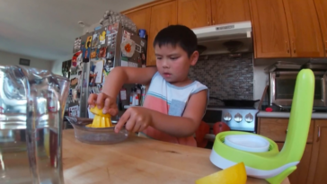 Anders' lemonade stand raises 900$, leaving him surprised.