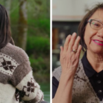 A woman with a Cowichan sweater.