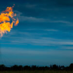 Gas flaring at a LNG facility.